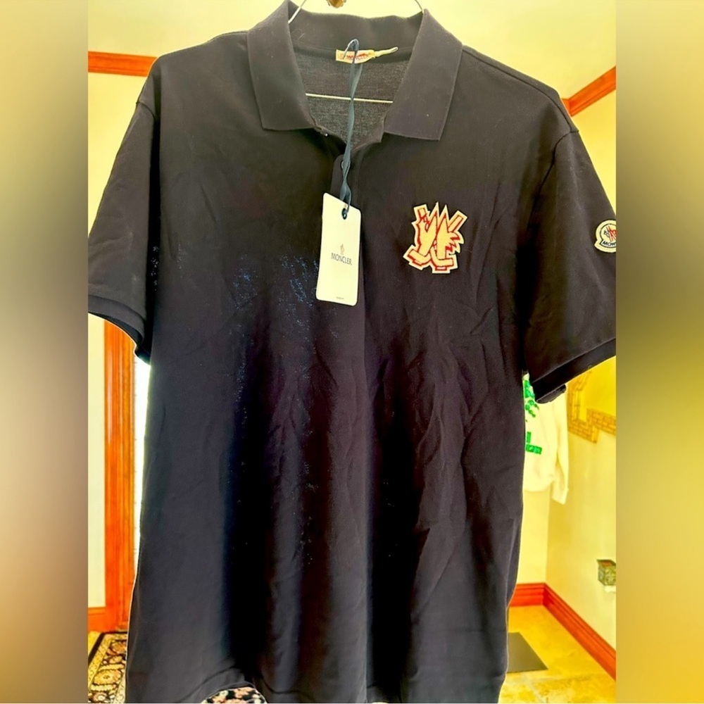 SOLD !!!! Men’s Moncler cotton pique polo shirt. Black size XXL.